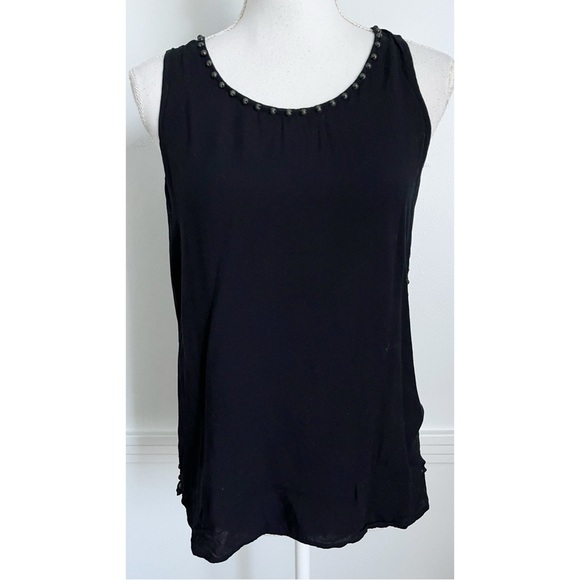 Scotch & Soda • Black Studded Embellished Sleeveless Tank Top - Picture 1 of 6